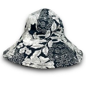 Liberty of London for Target Bucket Sun Hat Black Floral Cotton Wired Brim Lined